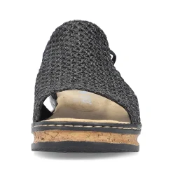 Women'S Wedge Sandals Asphalt Black Ladies Heeled Shoes