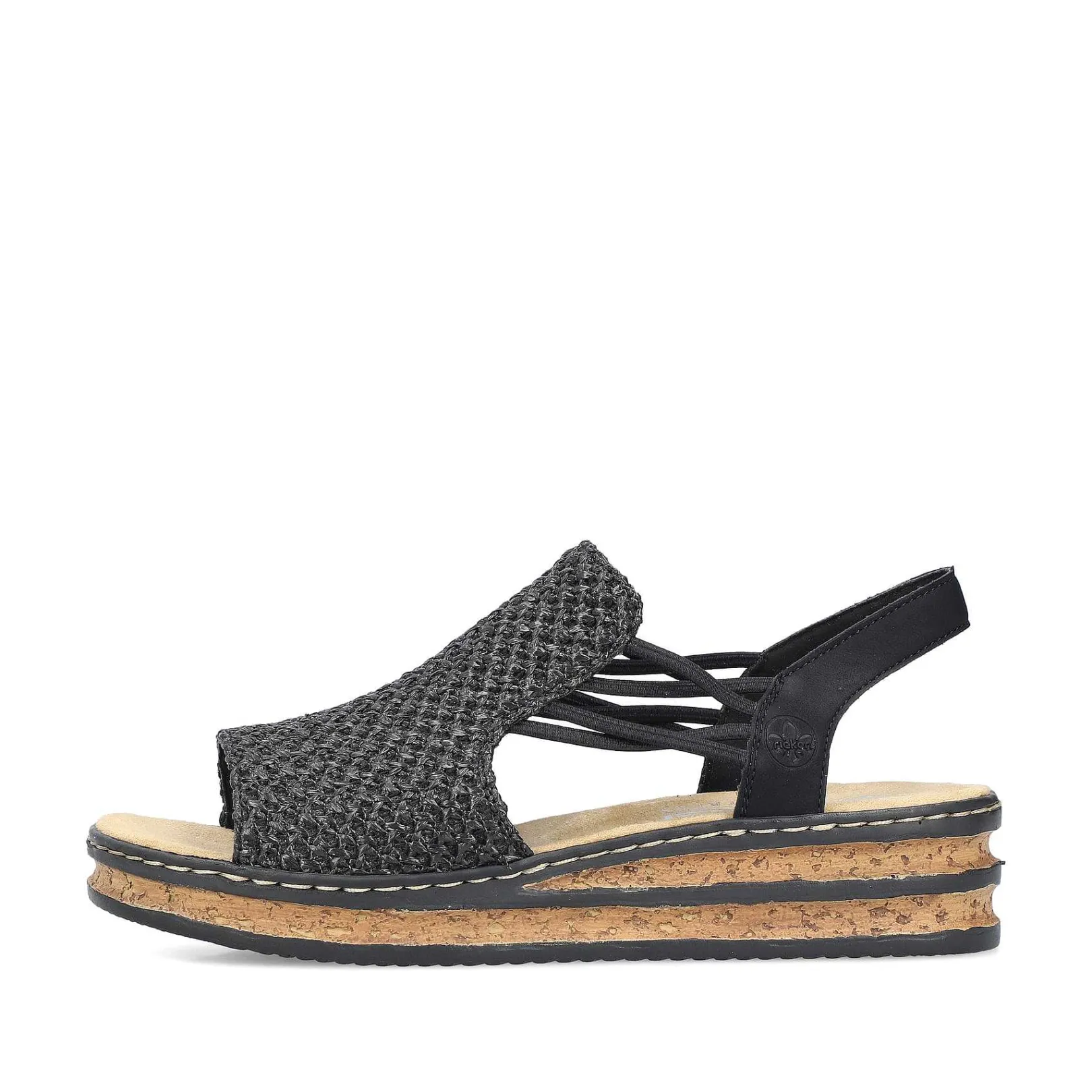 Women'S Wedge Sandals Asphalt Black Ladies Heeled Shoes