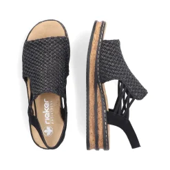 Women'S Wedge Sandals Asphalt Black Ladies Heeled Shoes