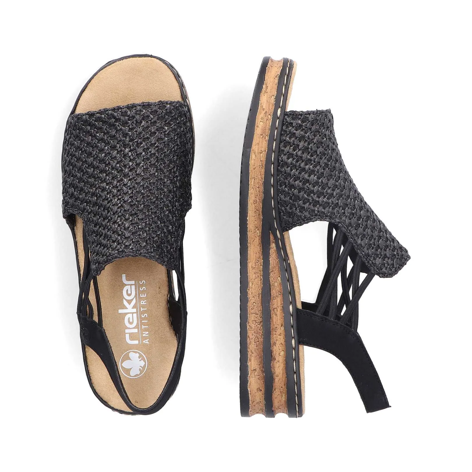 Women'S Wedge Sandals Asphalt Black Ladies Heeled Shoes