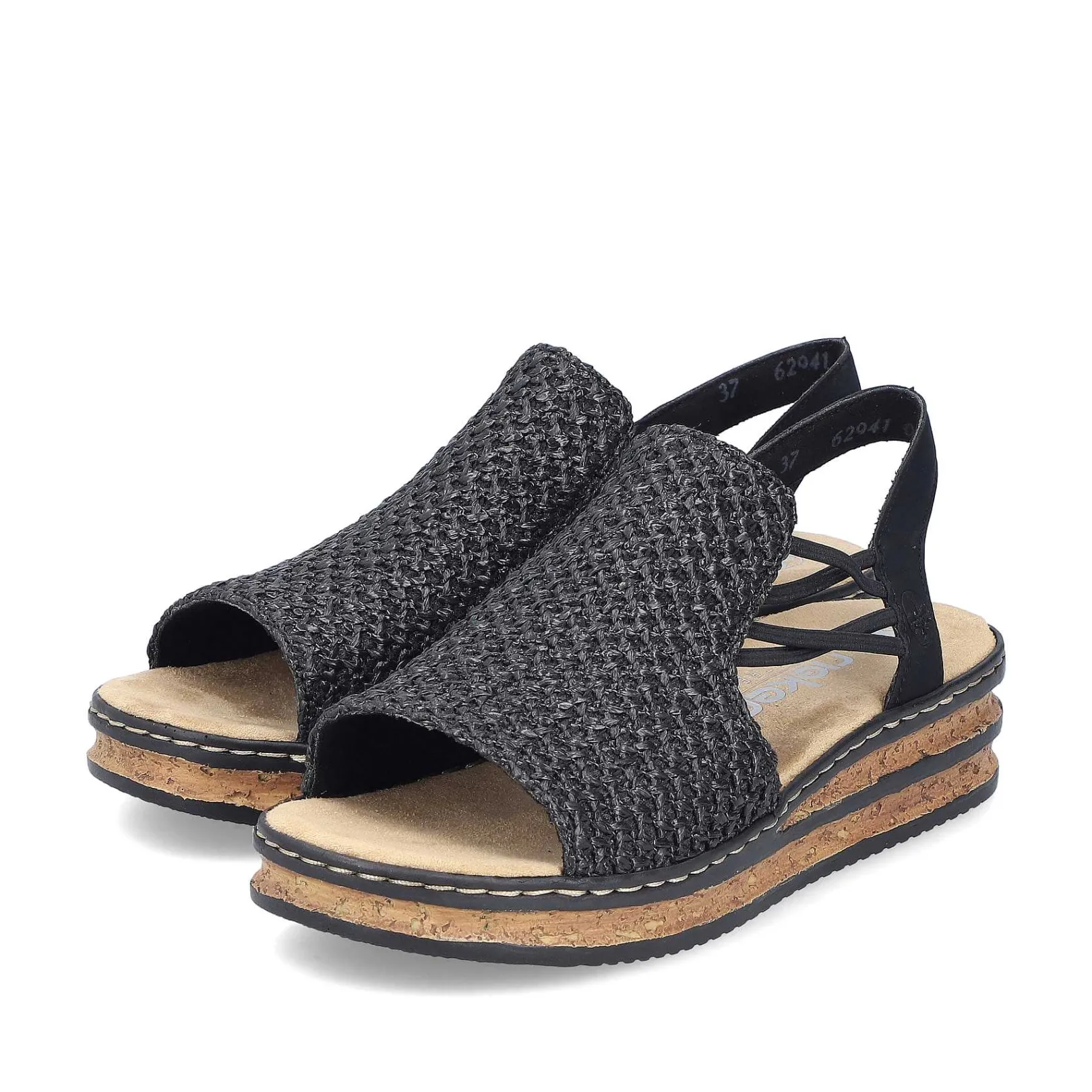 Women'S Wedge Sandals Asphalt Black Ladies Heeled Shoes