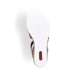 Discount Women'S Wedge Sandals Caramel Brown-Pure White Ladies Heeled Shoes