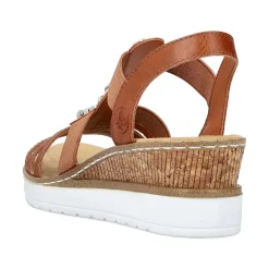Discount Women'S Wedge Sandals Caramel Brown-Pure White Ladies Heeled Shoes