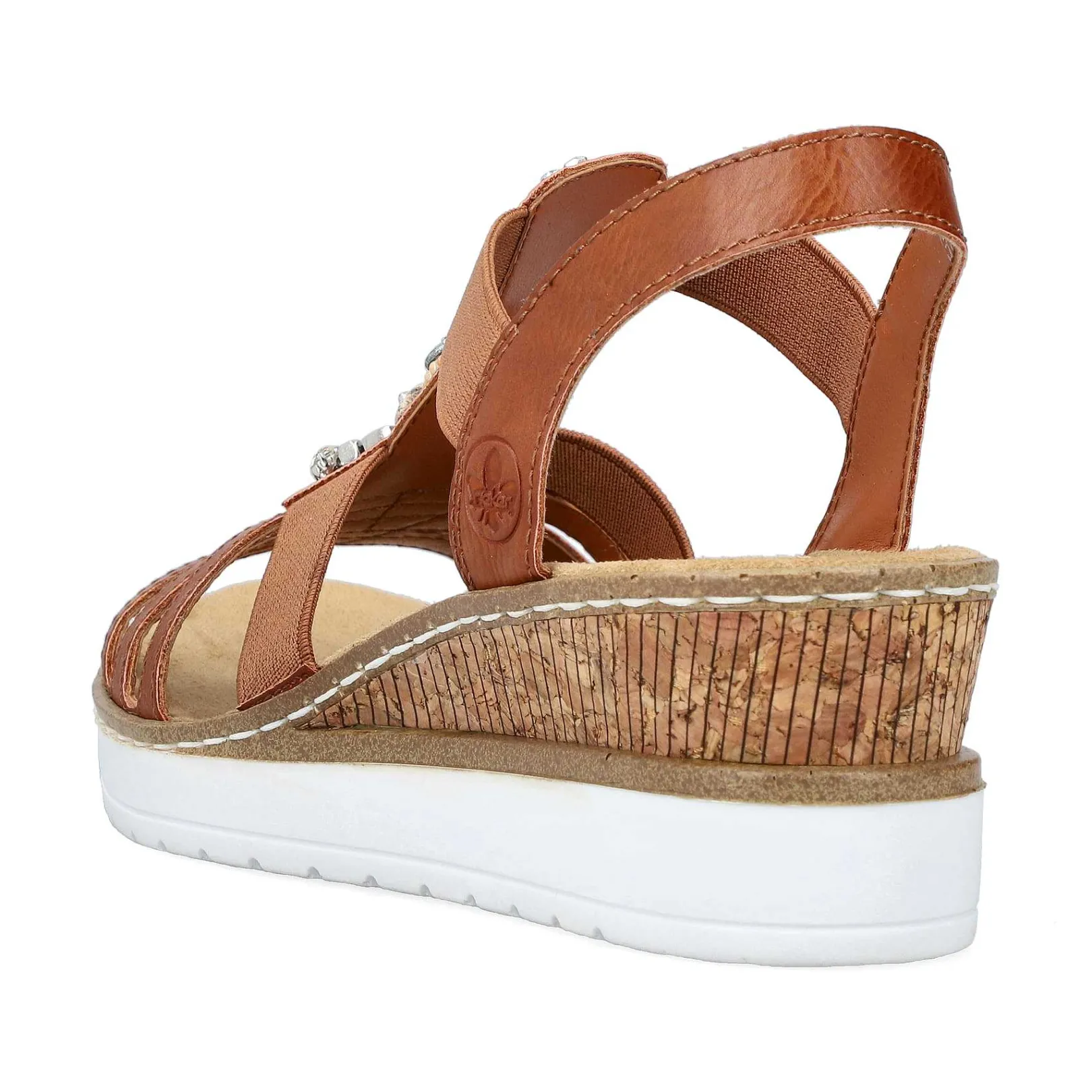 Discount Women'S Wedge Sandals Caramel Brown-Pure White Ladies Heeled Shoes