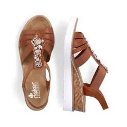 Discount Women'S Wedge Sandals Caramel Brown-Pure White Ladies Heeled Shoes