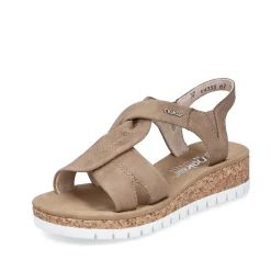 Hot Women'S Wedge Sandals Brown-Beige Ladies Heeled Shoes