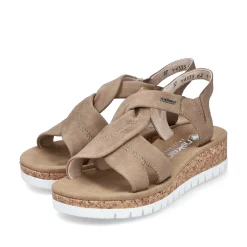 Hot Women'S Wedge Sandals Brown-Beige Ladies Heeled Shoes