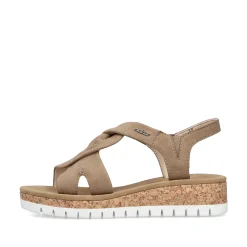 Hot Women'S Wedge Sandals Brown-Beige Ladies Heeled Shoes