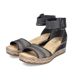 Clearance Women'S Wedge Sandals Night Black Ladies Heeled Shoes