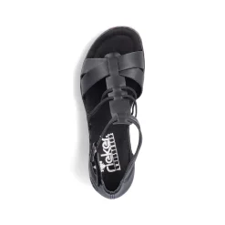 Women'S Wedge Sandals Asphalt Black Ladies Heeled Shoes