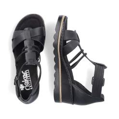 Women'S Wedge Sandals Asphalt Black Ladies Heeled Shoes