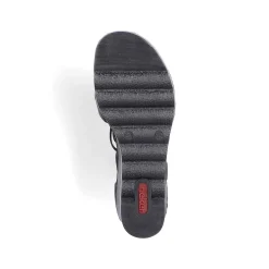 Women'S Wedge Sandals Asphalt Black Ladies Heeled Shoes