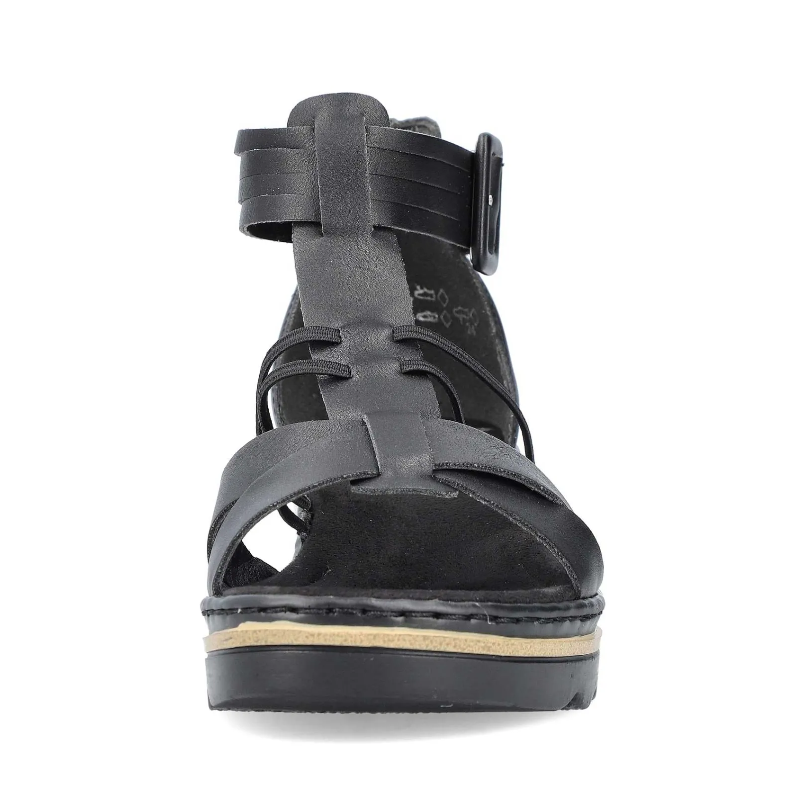 Women'S Wedge Sandals Asphalt Black Ladies Heeled Shoes
