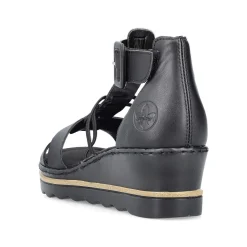 Women'S Wedge Sandals Asphalt Black Ladies Heeled Shoes