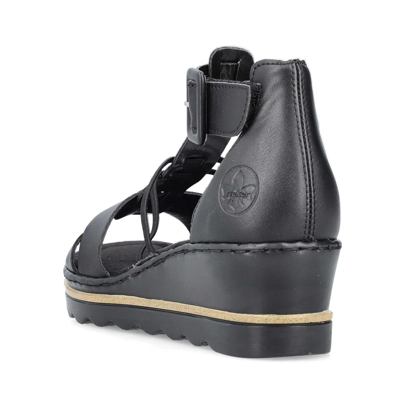 Women'S Wedge Sandals Asphalt Black Ladies Heeled Shoes