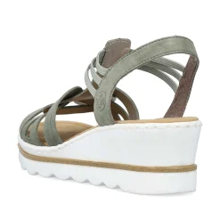 Clearance Women'S Wedge Sandals Khaki Green Ladies Heeled Shoes