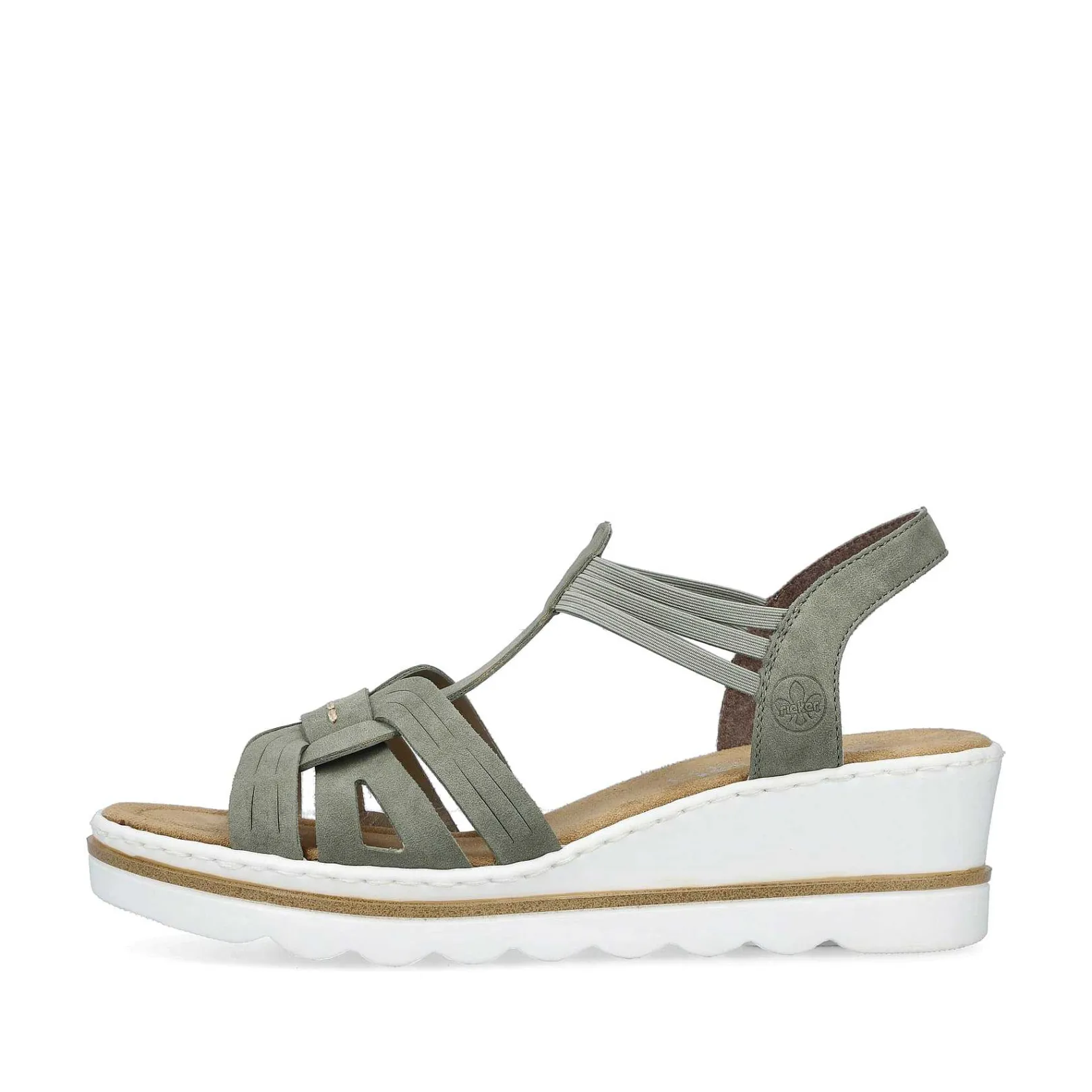Clearance Women'S Wedge Sandals Khaki Green Ladies Heeled Shoes