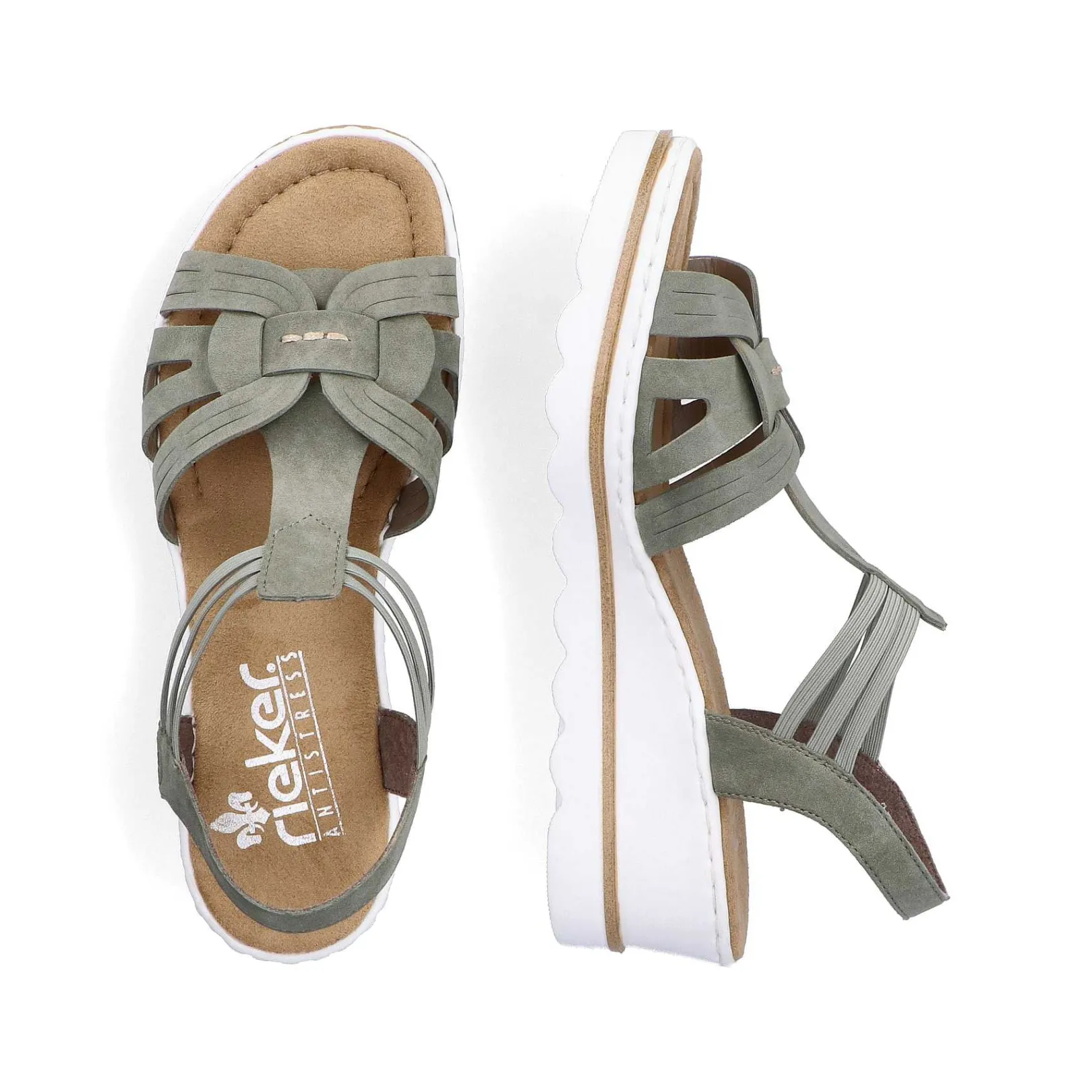 Clearance Women'S Wedge Sandals Khaki Green Ladies Heeled Shoes