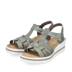 Clearance Women'S Wedge Sandals Khaki Green Ladies Heeled Shoes