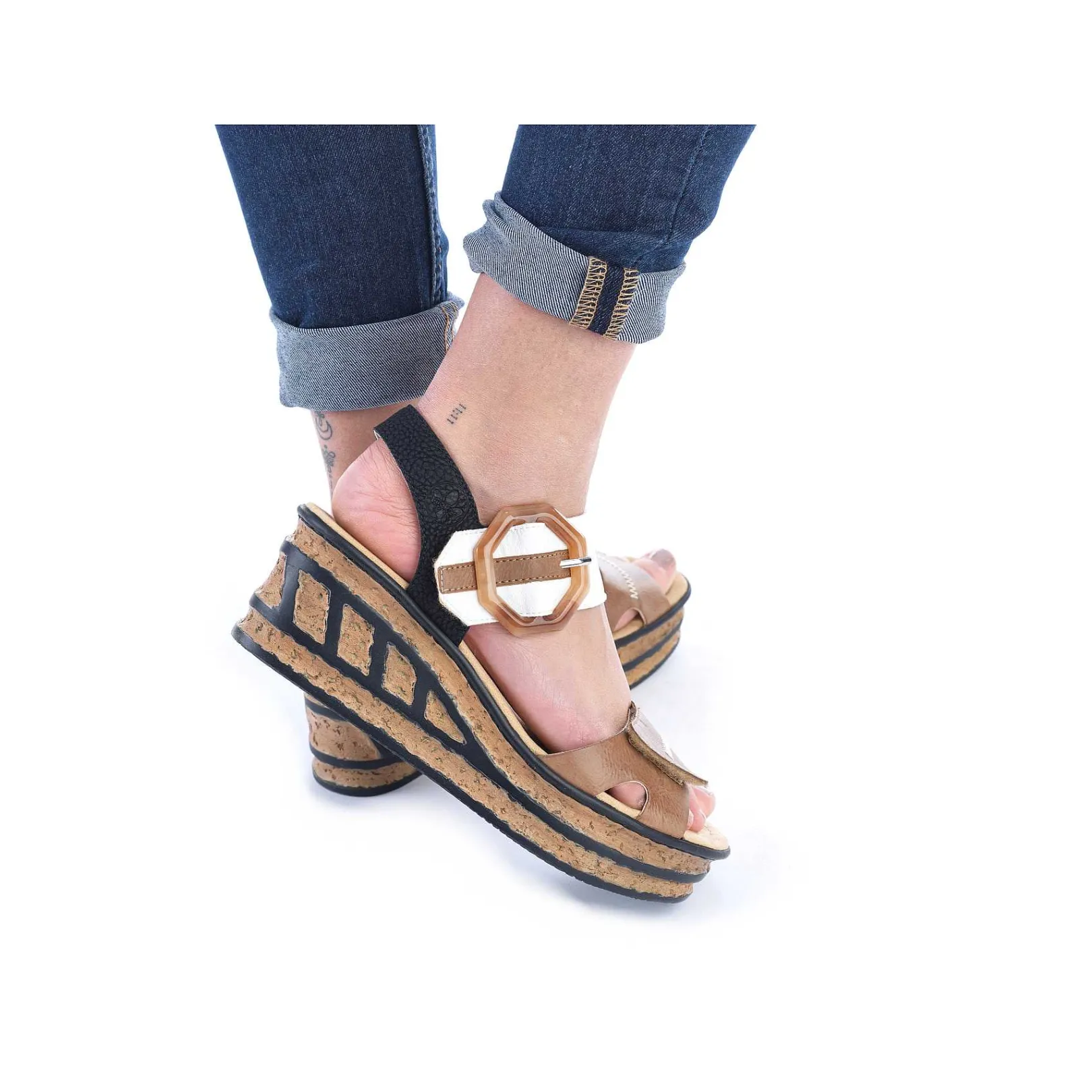 Hot Women'S Wedge Sandals Brown Beige-Pure White Men'S Summer Shoes