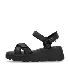 Women'S Wedge Sandals Night Black Ladies Heeled Shoes