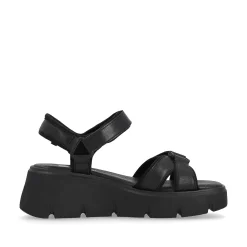Women'S Wedge Sandals Night Black Ladies Heeled Shoes