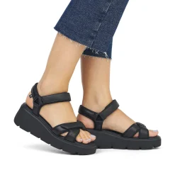 Women'S Wedge Sandals Night Black Ladies Heeled Shoes
