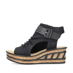 Best Women'S Wedge Sandals Night Black Ladies Heeled Shoes