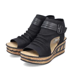 Best Women'S Wedge Sandals Night Black Ladies Heeled Shoes