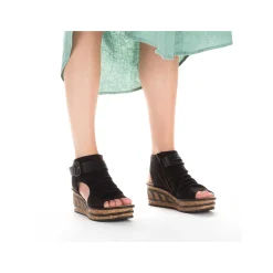 Best Women'S Wedge Sandals Night Black Ladies Heeled Shoes