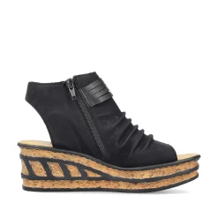 Best Women'S Wedge Sandals Night Black Ladies Heeled Shoes