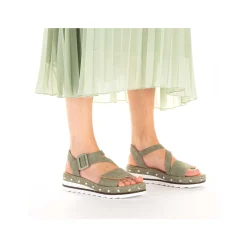 Hot Women'S Wedge Sandals Green Gray Ladies Heeled Shoes