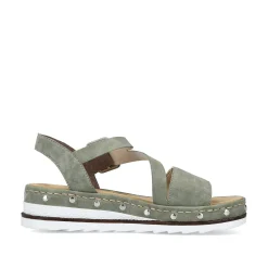 Hot Women'S Wedge Sandals Green Gray Ladies Heeled Shoes