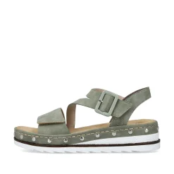 Hot Women'S Wedge Sandals Green Gray Ladies Heeled Shoes
