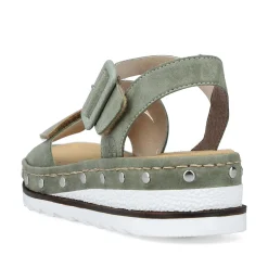 Hot Women'S Wedge Sandals Green Gray Ladies Heeled Shoes