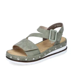 Hot Women'S Wedge Sandals Green Gray Ladies Heeled Shoes