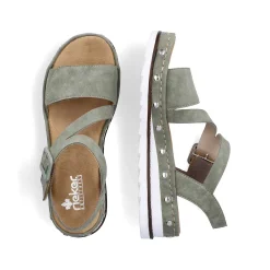 Hot Women'S Wedge Sandals Green Gray Ladies Heeled Shoes