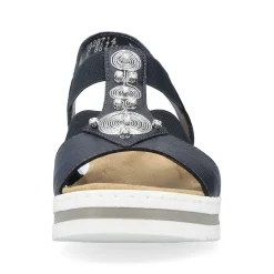 New Women'S Wedge Sandals Navy Blue Ladies Heeled Shoes