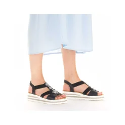 New Women'S Wedge Sandals Navy Blue Ladies Heeled Shoes