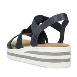 New Women'S Wedge Sandals Navy Blue Ladies Heeled Shoes