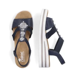 New Women'S Wedge Sandals Navy Blue Ladies Heeled Shoes