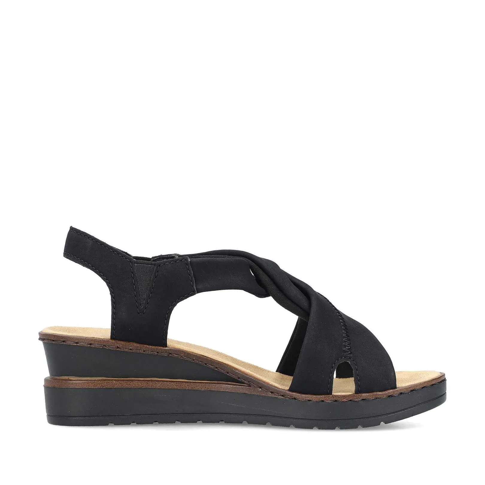 Sale Women'S Wedge Sandals Jet Black Ladies Heeled Shoes