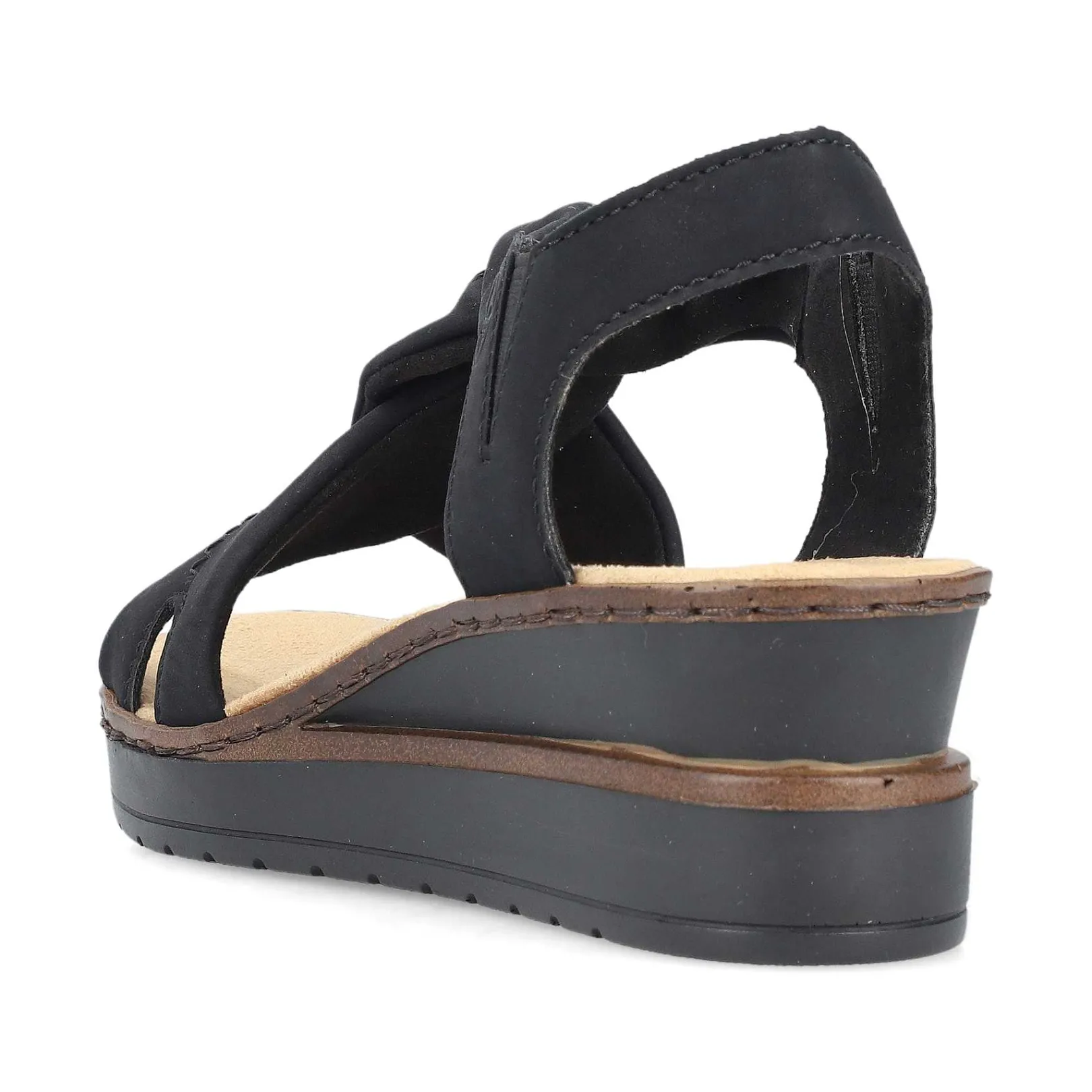 Sale Women'S Wedge Sandals Jet Black Ladies Heeled Shoes