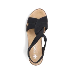 Sale Women'S Wedge Sandals Jet Black Ladies Heeled Shoes