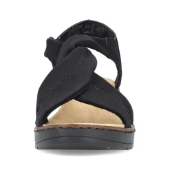 Sale Women'S Wedge Sandals Jet Black Ladies Heeled Shoes