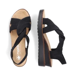 Sale Women'S Wedge Sandals Jet Black Ladies Heeled Shoes