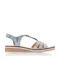 Best Women'S Wedge Sandals Sky Blue-Light Beige Ladies Heeled Shoes