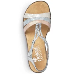 Best Women'S Wedge Sandals Sky Blue-Light Beige Ladies Heeled Shoes