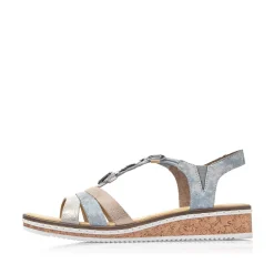 Best Women'S Wedge Sandals Sky Blue-Light Beige Ladies Heeled Shoes