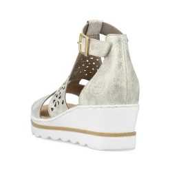 Clearance Women'S Wedge Sandals Silver-Platinum-Metallic Ladies Heeled Shoes
